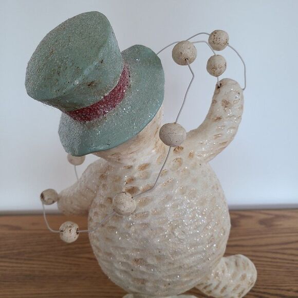 Dancing Snowman With Snowball Garland Shelf Sitter Winter Figurine Corncob Pipe - Picture 11 of 15